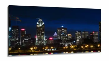 Quadro Decorativo Cidade Noturna 130x60 em Tecido Canvas