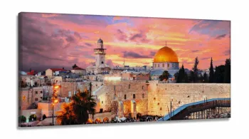 Quadro Decorativo Cidade Velha Jerusalém 130x60 em Tecido Canvas  Sala Quarto