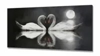 Quadro Decorativo Cisnes Apaixonados 130x60 Sala Quarto em Tecido Canvas - Foto 2