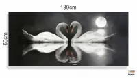 Quadro Decorativo Cisnes Apaixonados 130x60 Sala Quarto em Tecido Canvas - Foto 3