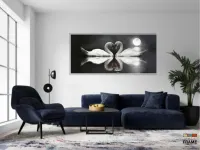 Quadro Decorativo Cisnes Apaixonados 130x60 Sala Quarto em Tecido Canvas - Foto 5