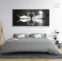 Quadro Decorativo Cisnes Apaixonados 130x60 Sala Quarto em Tecido Canvas - Foto 6