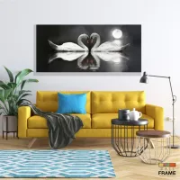 Quadro Decorativo Cisnes Apaixonados 130x60 Sala Quarto em Tecido Canvas - Foto 7