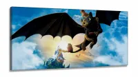 Quadro Decorativo Como Treinar Seu Dragao2 em Tecido Canvas 130x60 Cm