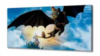 Quadro Decorativo Como Treinar Seu Dragao2 em Tecido Canvas 130x60 Cm - Foto 2