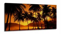 Quadro Decorativo coqueiros Por do Sol 130x60 em Tecido Canvas