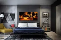 Quadro Decorativo coqueiros Por do Sol 130x60 em Tecido Canvas - Foto 4