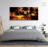 Quadro Decorativo coqueiros Por do Sol 130x60 em Tecido Canvas - Foto 6