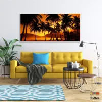 Quadro Decorativo coqueiros Por do Sol 130x60 em Tecido Canvas - Foto 7