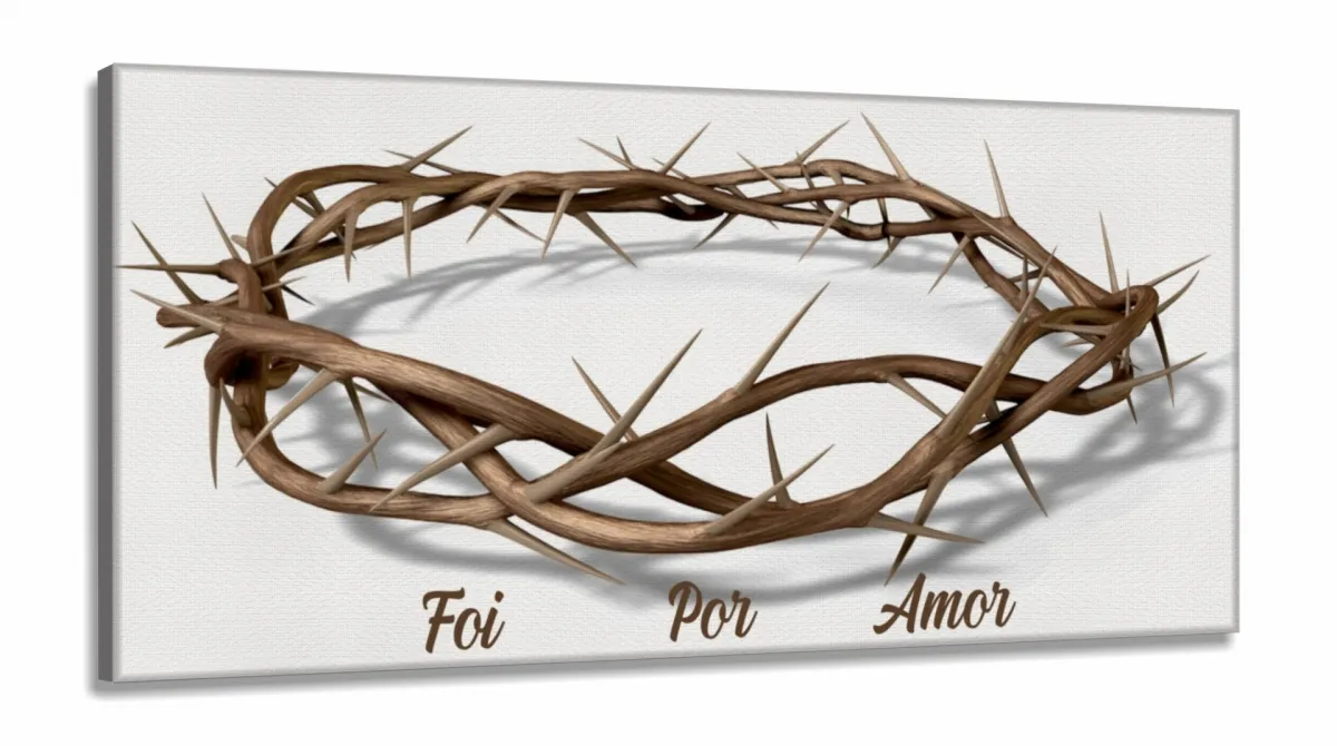 Quadro Decorativo Coroa Espinhos Amor em Tecido Canvas 130x60 Imagem