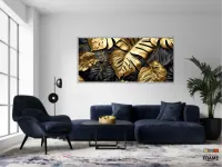 Quadro Decorativo Costela de Adão Dourado em Tecido Canvas 130x60 cm - Foto 5