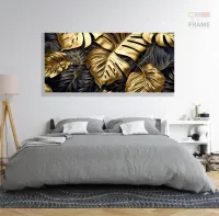 Quadro Decorativo Costela de Adão Dourado em Tecido Canvas 130x60 cm - Foto 6