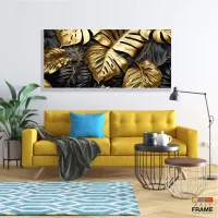 Quadro Decorativo Costela de Adão Dourado em Tecido Canvas 130x60 cm - Foto 7