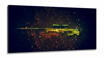 Quadro Decorativo Csgo Awp Dragon Lore - em Tecido Canvas 130x60
