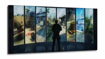 Quadro Decorativo Csgo Mapas  Tecido 130x60 em Tecido Canvas