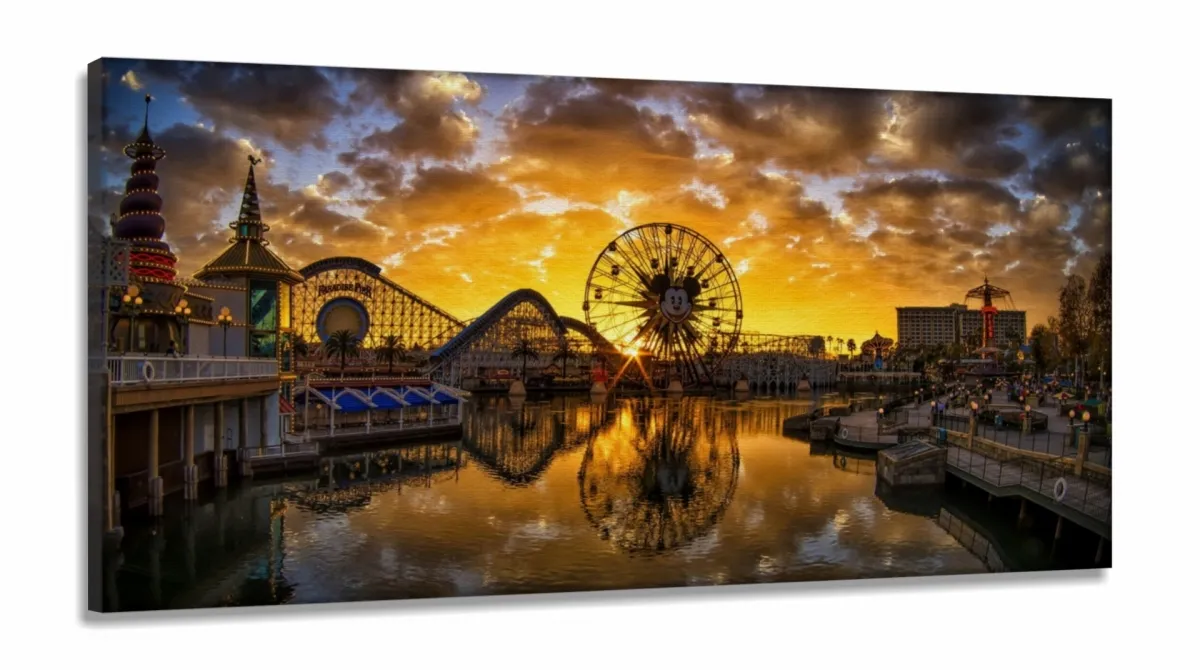 Quadro Decorativo Disney Parque 130x60 em Tecido Canvas Imagem