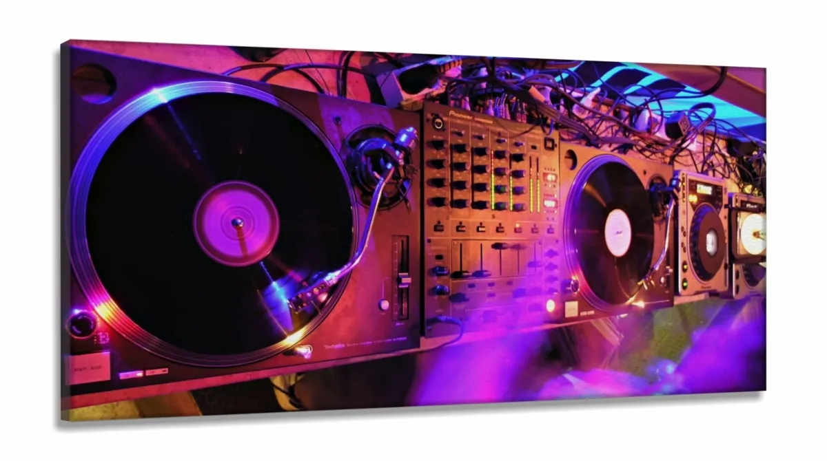 Quadro Decorativo DJ Música Som 130x60 em Tecido Canvas Imagem