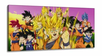 Quadro Decorativo Dragon Ball Mosaico Sala em Tecido Canvas 130x60