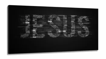 Quadro Decorativo Escrita Jesus Preto Branco 130x60 em Tecido Canvas