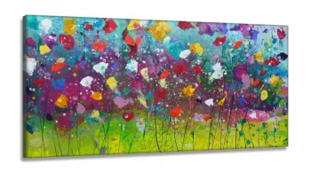 Quadro Decorativo Floral 130x60 em Tecido Canvas sala quarto