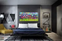 Quadro Decorativo Floral 130x60 em Tecido Canvas sala quarto - Foto 4