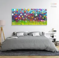 Quadro Decorativo Floral 130x60 em Tecido Canvas sala quarto - Foto 6