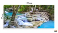 Quadro Decorativo Fluxo De Cachoeira Azul 130x60 em Tecido Canvas  Sala Quarto - Foto 3