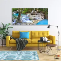 Quadro Decorativo Fluxo De Cachoeira Azul 130x60 em Tecido Canvas  Sala Quarto - Foto 7