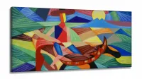 Quadro Decorativo Formas Canoa 130x60 em Tecido Canvas