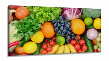 Quadro Decorativo Frutas E Legumes 130x60 em Tecido Canvas