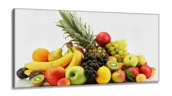 Quadro Decorativo Frutas Fundo Branco 130x60  Sala Quarto em Tecido Canvas