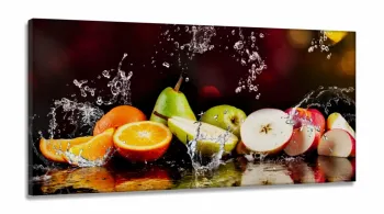 Quadro Decorativo Frutas Na Água em Tecido Canvas 130x60 em tecido
