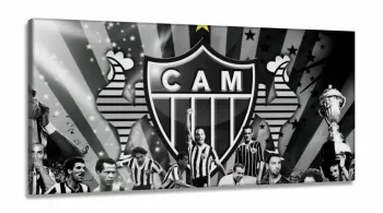 Quadro Decorativo Futebol Atlético Mineiro em Tecido Canvas 130x60