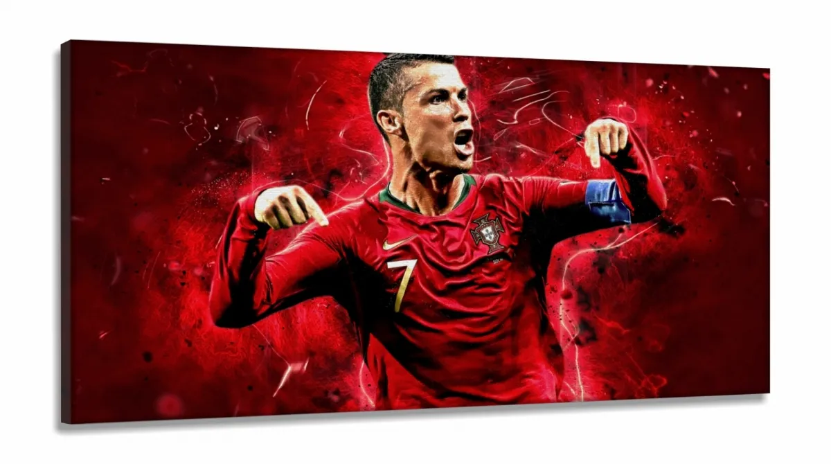 Quadro Decorativo Futebol Cristiano Ronaldo130x60 em Tecido Canvas Imagem