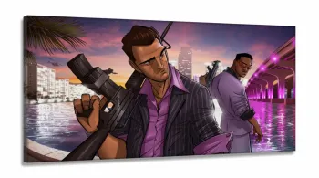 Quadro Decorativo GTA  em Tecido Canvas 130x60