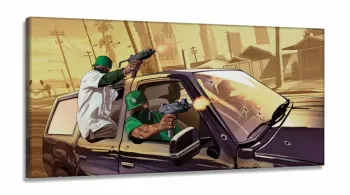 Quadro decorativo GTA V Jogos em Tecido Canvas 130x60