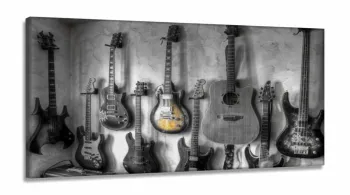 Quadro Decorativo Guitarras em Tecido Canvas 130x60