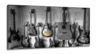Quadro Decorativo Guitarras em Tecido Canvas 130x60