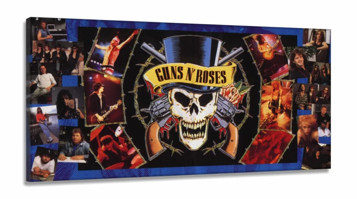 Quadro Decorativo Guns N Roses em Tecido Canvas 130x60 Imagem