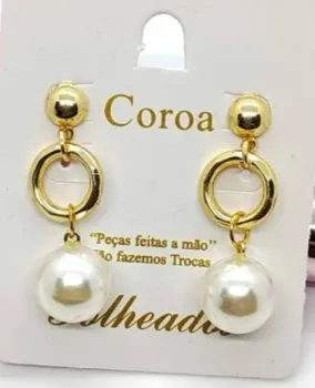 Brinco perola de Folheado