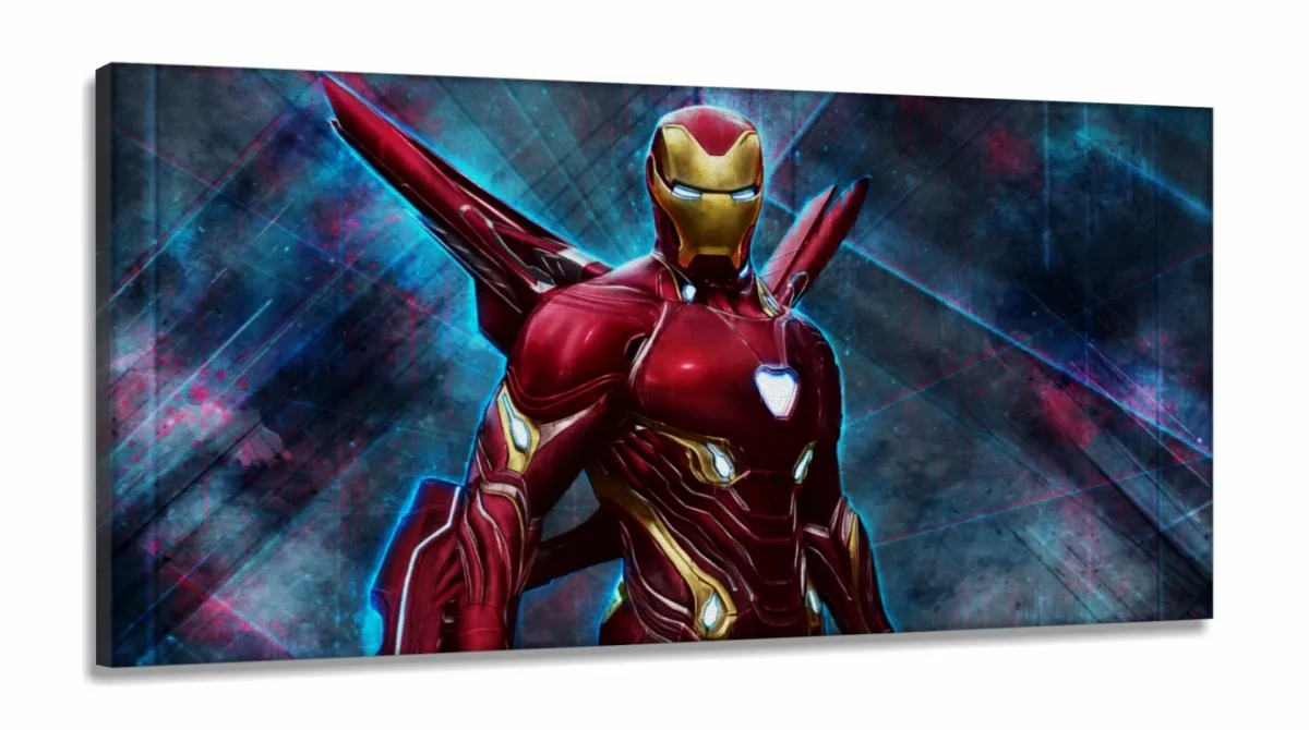 Quadro Decorativo Homem de ferro C em Tecido Canvas 130x60 Imagem