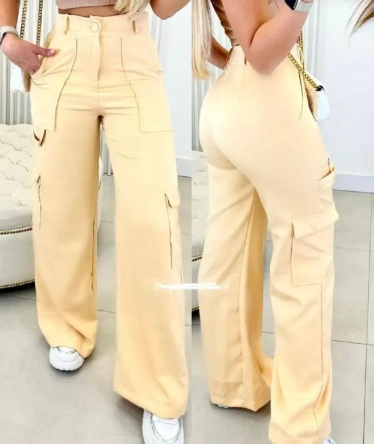  Calça Cargo com Bolso Wide Feminina Imagem