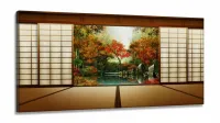 Quadro Decorativo Janela do Japão 120x60 em Tecido Canvas 130x60