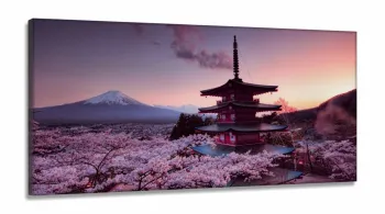 Quadro Decorativo Japão Monte Fuji Sala Quarto em Tecido Canvas 130x60