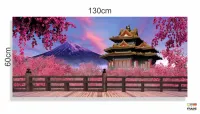 Quadro Decorativo Japão Sakura Fuji em Tecido Canvas 130x60 - Foto 3