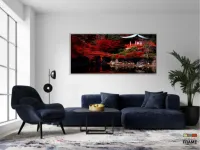 Quadro Decorativo Japão Sakura Vermelho em Tecido Canvas 130x60 - Foto 5