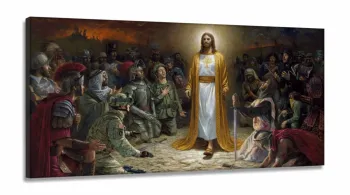 Quadro Decorativo Jesus Poder Deus em tecido canvas 130x60