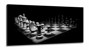 Quadro Decorativo Jogo De Xadrez em tecido canvas 130x60