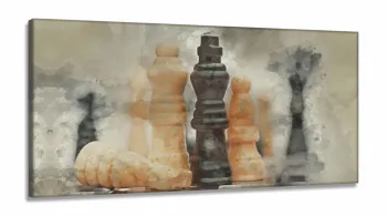Quadro Decorativo Jogo De Xadrez Para Sala Quarto em tecido canvas 130x60