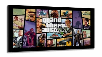 Quadro Decorativo Jogo GTA 5 em tecido canvas 130x60 sala quarto